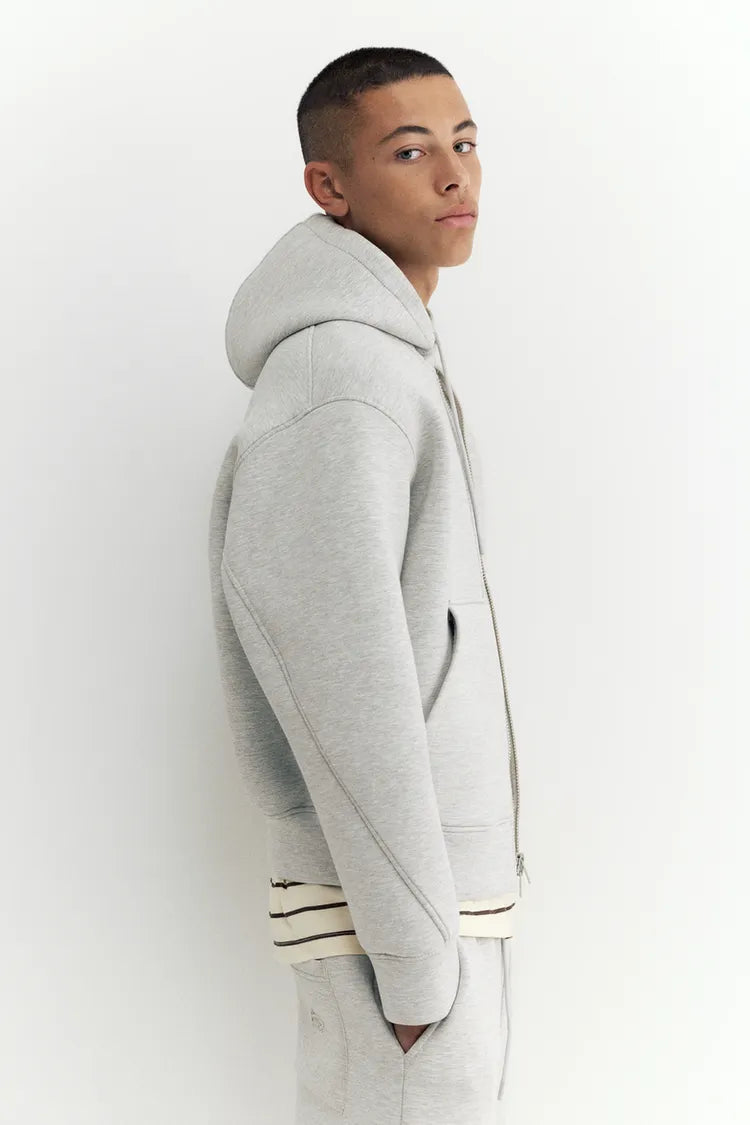 Sweat a capuche zippe argent