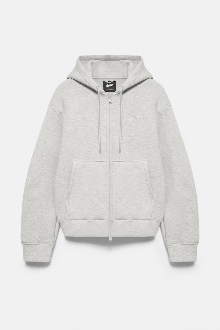 Sweat a capuche zippe argent