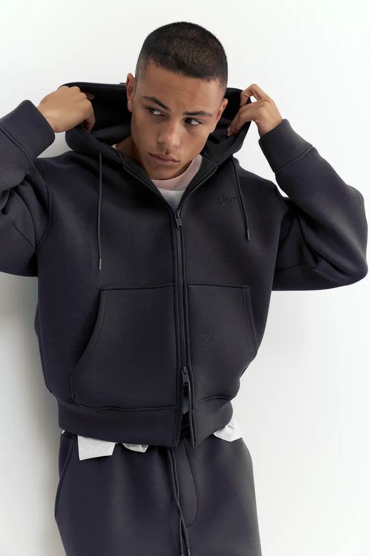 Sweat a capuche zippe gris