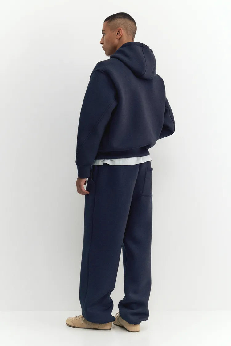 Sweat a capuche zippe bleu