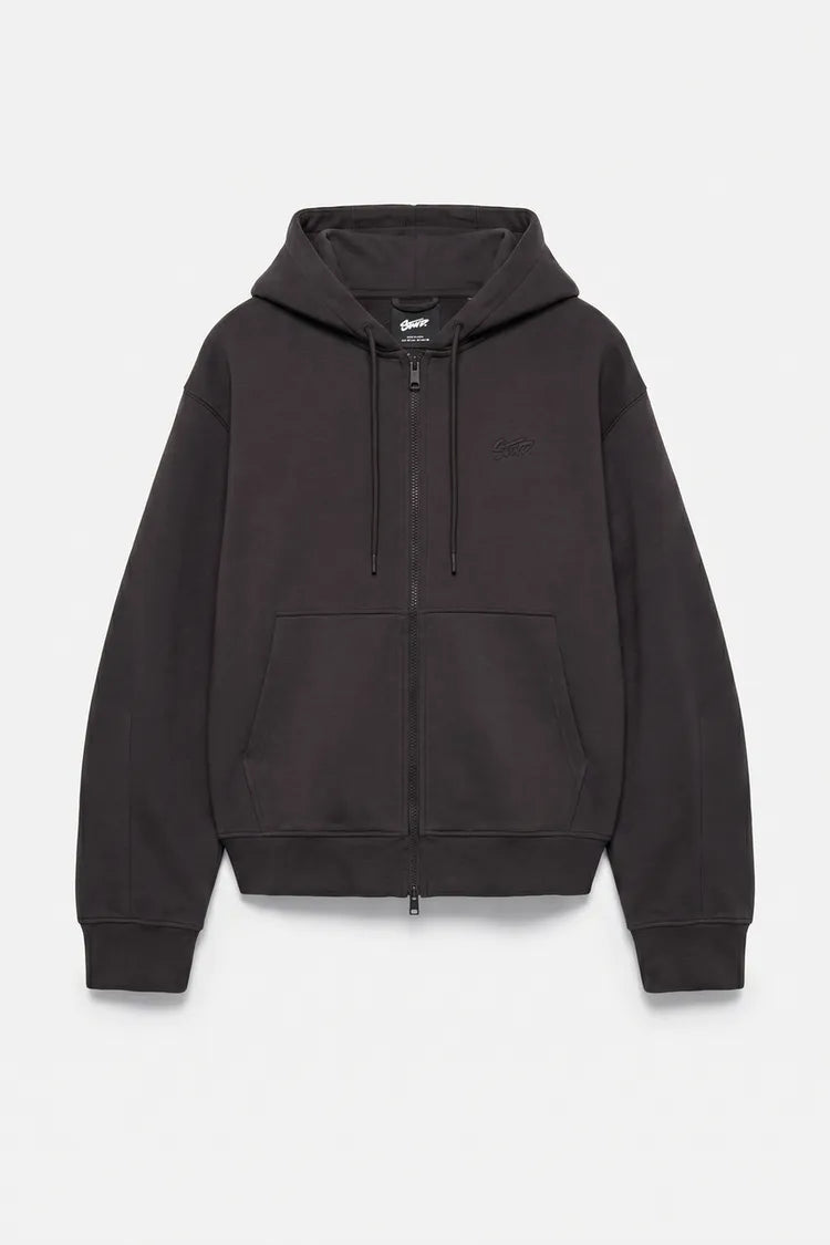 Sweat a capuche zippe gris