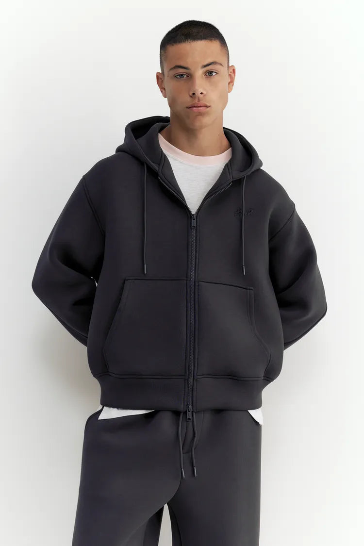 Sweat a capuche zippe gris